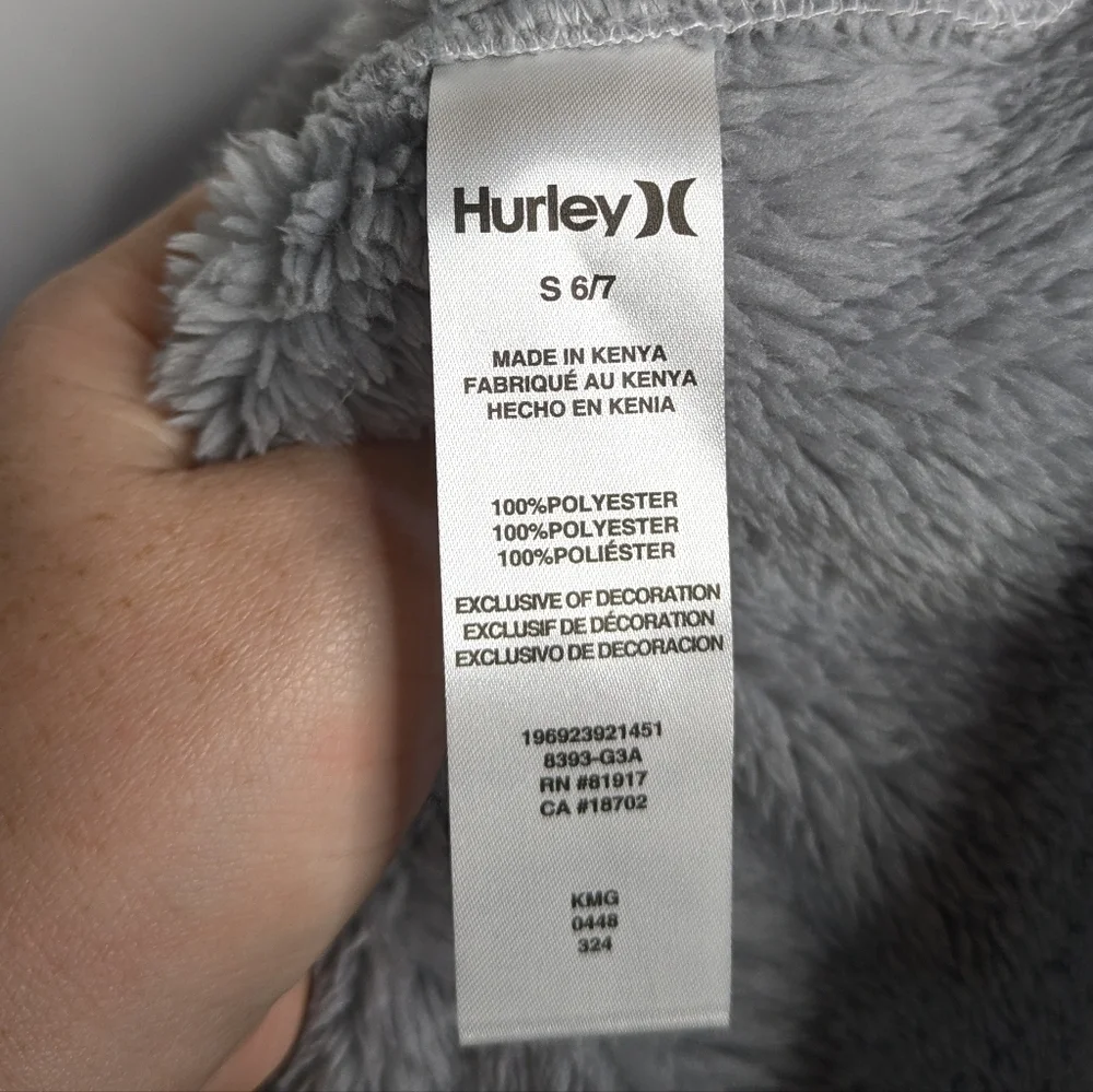 NWT Hurley Grey Black 1/3 Zip Fleece Pullover Jacket Small 6/7